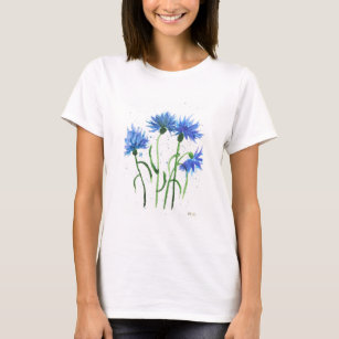 Cornflowers blue flowers watercolor rustic pretty T-Shirt
