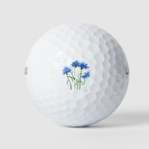 Cornflowers blue flowers watercolor wildflowers  golf balls
