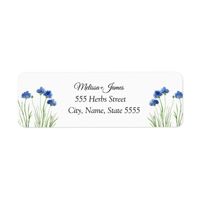 Cornflowers Botanical Greenery Bleu Floral Mariage (Devant)