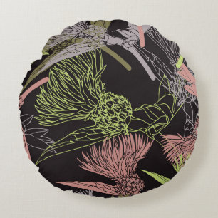 Cornflowers colorful patternpattern,flower,green,d round pillow
