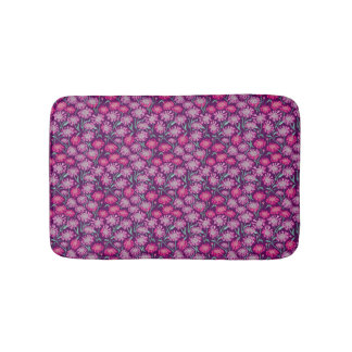 Cornflowers In Crayon Pink Burgandy Bath Mat