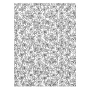 Cornflowers, wild flowers in black and white tablecloth