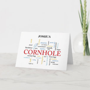 Cornhole Birthday in Descriptive Word Cloud Card
