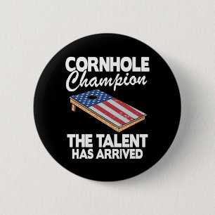 Cornhole Champion American Flag Board Funny Cornho 2 Inch Round Button