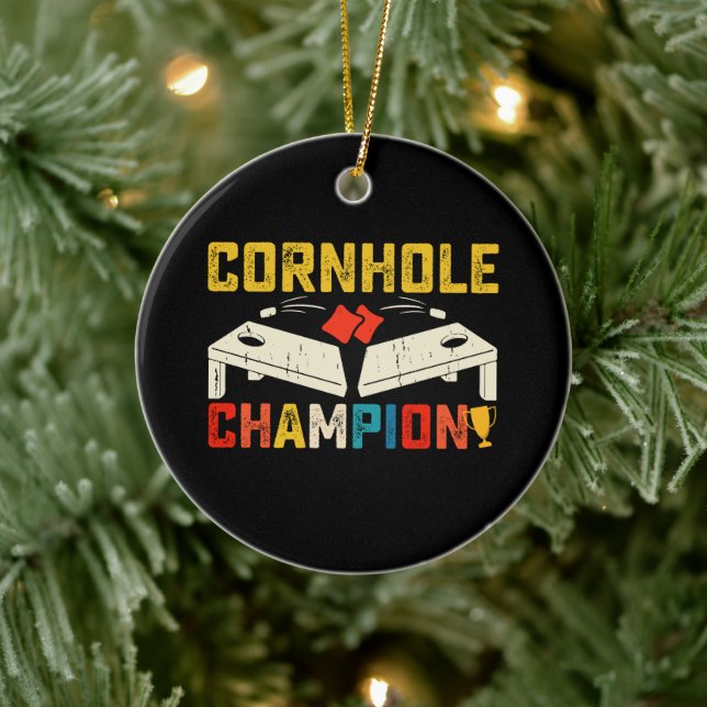 Cornhole Champion American USA 4th Of July  Ceramic Ornament (Tree)