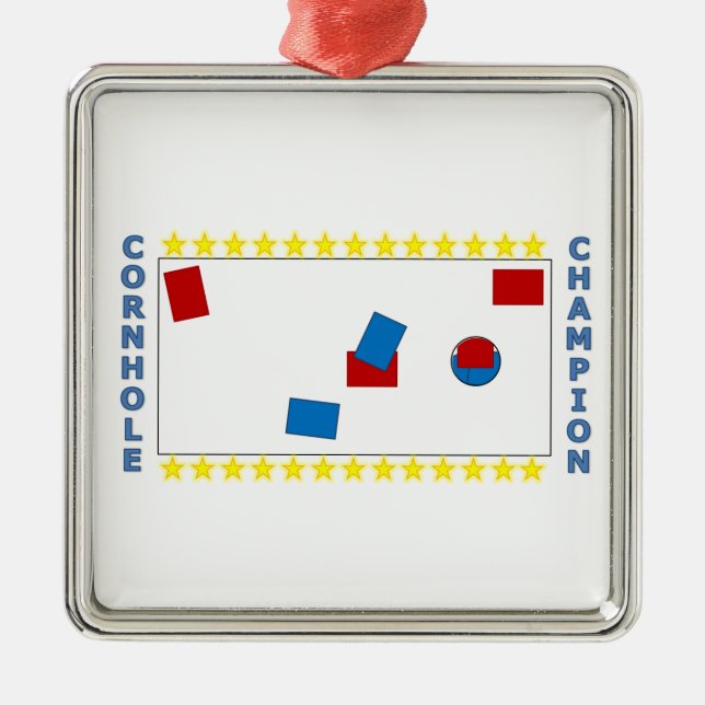 Cornhole Champion Metal Ornament (Front)