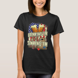 Cornhole For Men Drinking Em Sinking Em 4th Of Jul T-Shirt