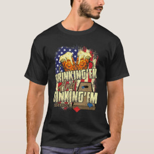 Cornhole For Men Drinking Em Sinking Em 4th Of Jul T-Shirt