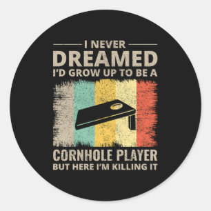 Cornhole Game Boards Bags Funny Classic Round Sticker