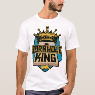 Cornhole King Mens Funny Bean Bag  Gaming T-Shirt