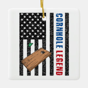 Cornhole Legend USA Ceramic Ornament