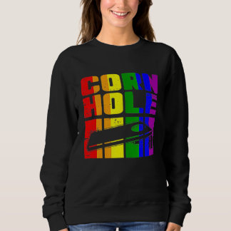 Cornhole LGBTQ Gay Lesbian Rainbow Vintage USA Can Sweatshirt