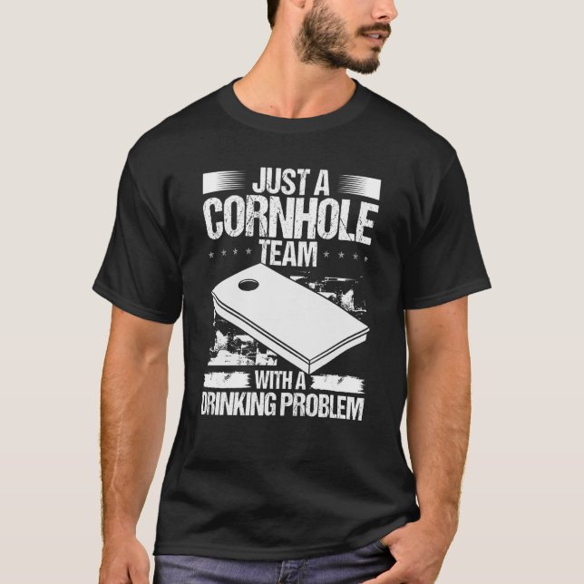 Cornhole Player Partner Teammate Drinking Beer Cor T-Shirt (Front)