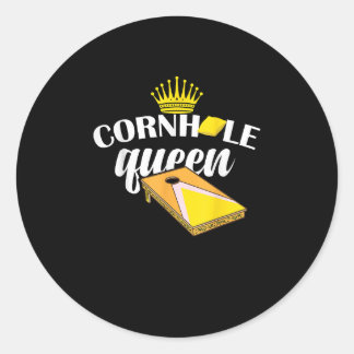 Cornhole Queen Bean Bag Funny Cornhole Classic Round Sticker