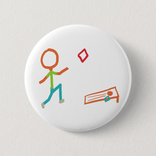 Cornhole Stickman 2 Inch Round Button (Front)