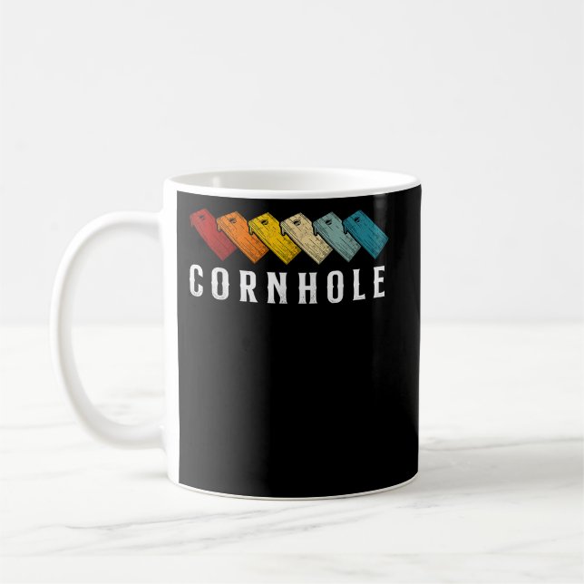 Cornhole Team Bean Bag Player Champ Retro Cornhole Coffee Mug (Left)
