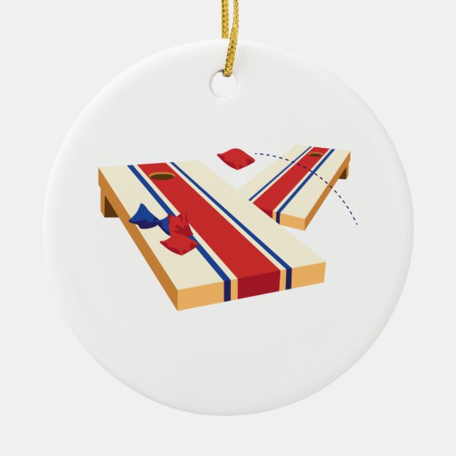 Cornhole Toss Ceramic Ornament (Front)