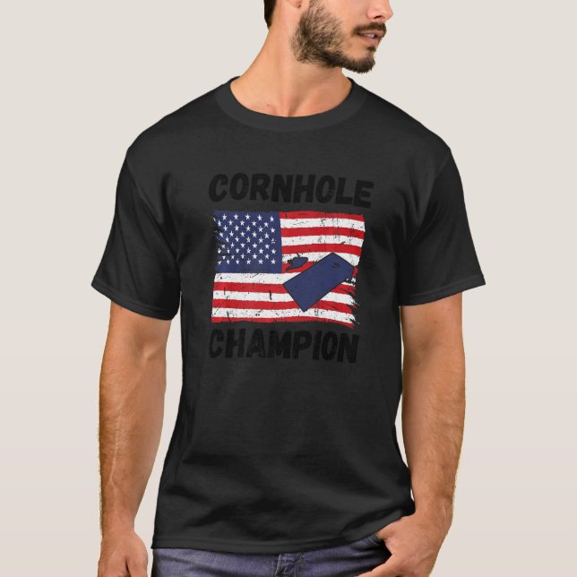 Cornhole Trophy Champion Bean Bag Cornhole Player  T-Shirt (Front)