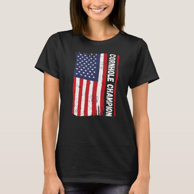 Cornhole Trophy Champion Bean Bag Cornhole Player  T-Shirt (Front)