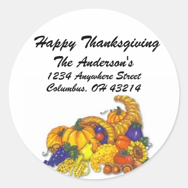 Cornicopie - Étiquettes de adresse Bons thanksgivi (Devant)