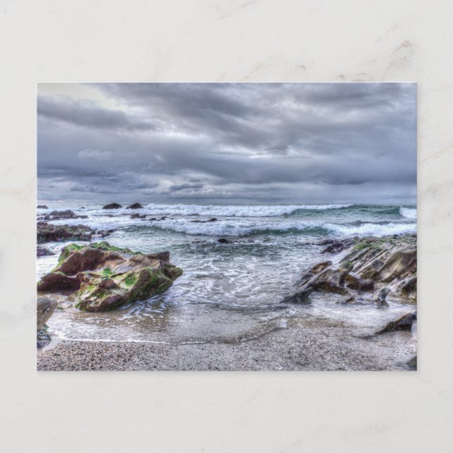  Cornish Beach Breaking Waves Holiday Postcard (Front)