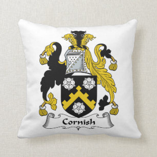 Cornish Family Crest Throw Pillow