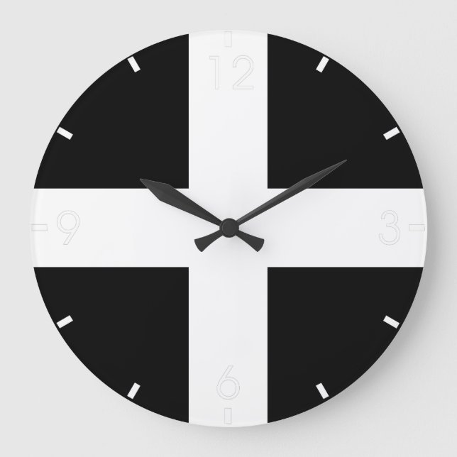 Cornish Flag (Cornwall) (County of England, UK) Large Clock (Front)