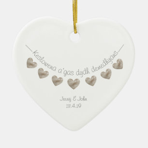 Cornish language personalized wedding gift ceramic ornament