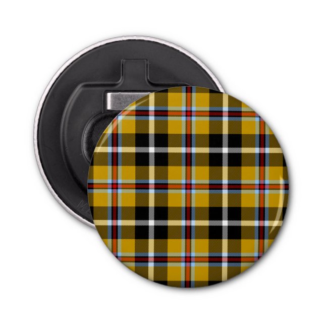 Cornish National Tartan Yellow and Black Plaid Bottle Opener (Front)