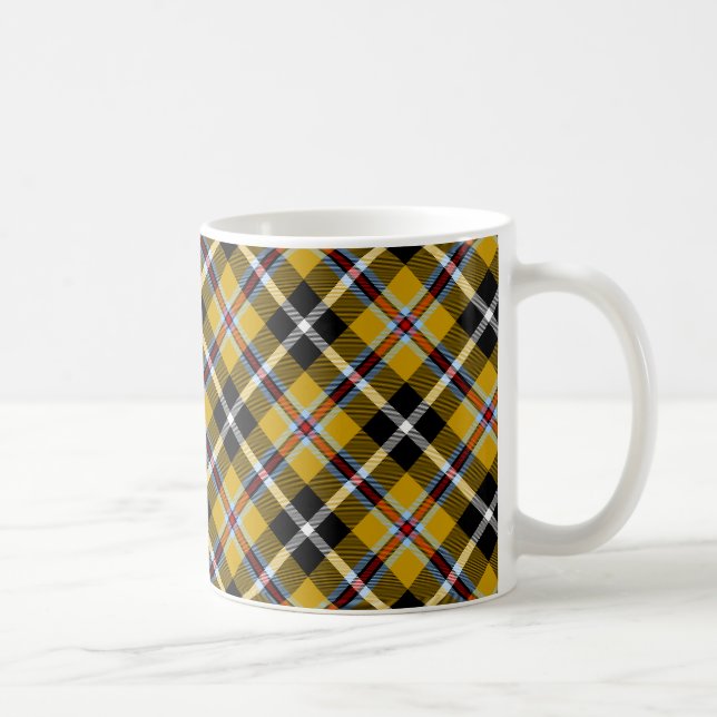 Cornish National Tartan Yellow and Black Plaid Coffee Mug (Right)