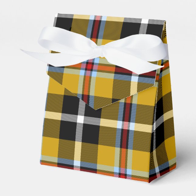 Cornish National Tartan Yellow and Black Plaid Favor Box (Front Side)