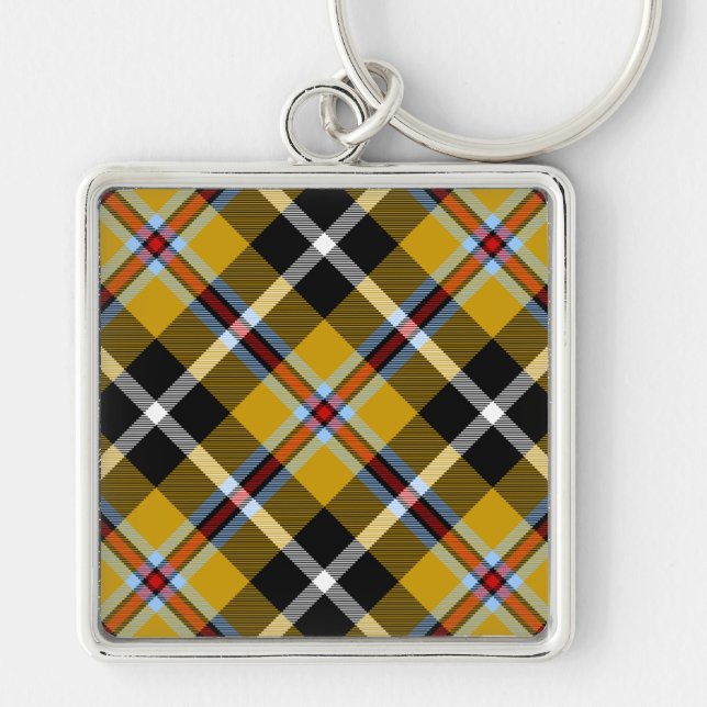 Cornish National Tartan Yellow and Black Plaid Keychain (Front)