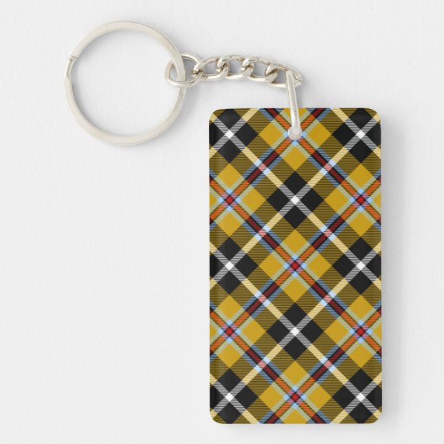 Cornish National Tartan Yellow and Black Plaid Keychain (Front)