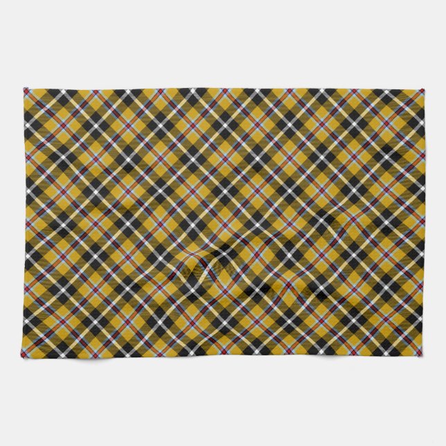 Cornish National Tartan Yellow and Black Plaid Kitchen Towel (Horizontal)