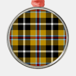 Cornish National Tartan Yellow and Black Plaid Metal Ornament