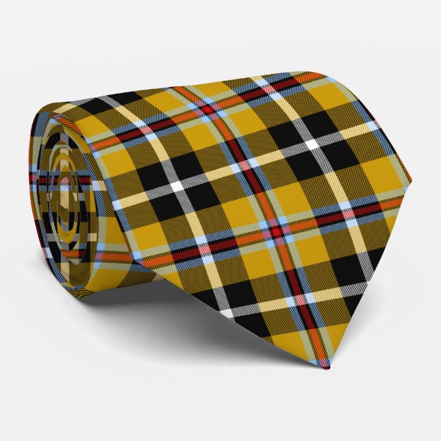 Cornish National Tartan Yellow and Black Plaid Tie (Rolled)