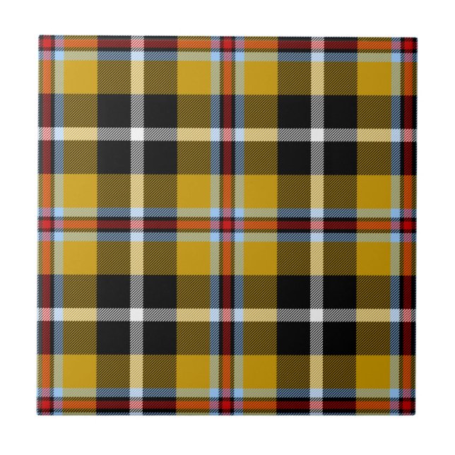 Cornish National Tartan Yellow and Black Plaid Tile (Front)