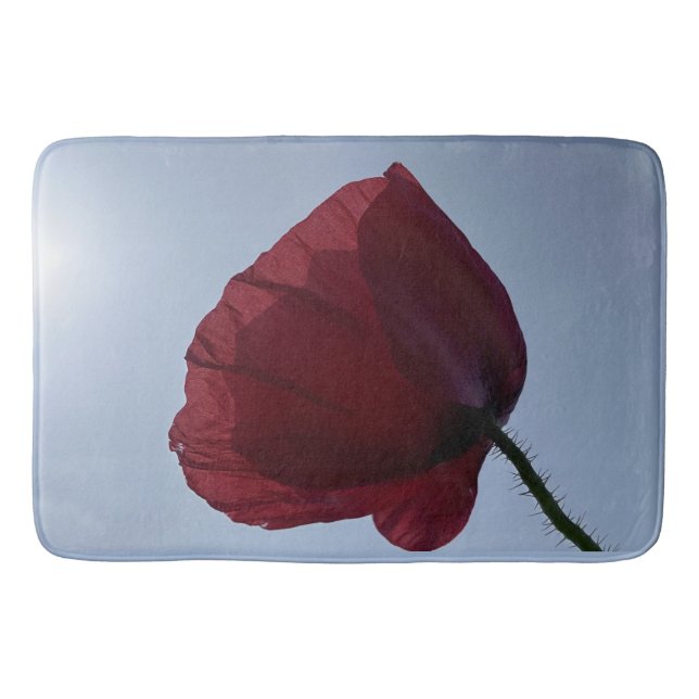 Cornish red poppy with grey sky bath mat (Front)
