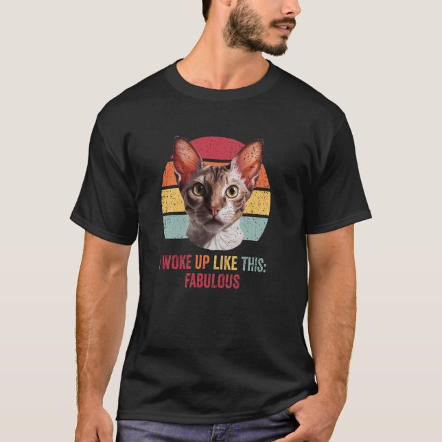 Cornish Rex Cat Funny Kitten Kitty Feline Men Wome T-Shirt (Front)