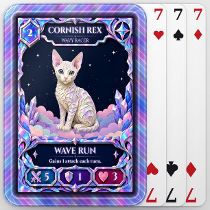 Cornish Rex Cat, Rainbow Foil Art Playing Cards