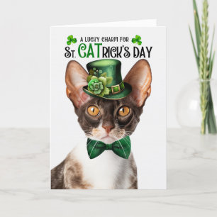 Cornish Rex Cat St CATrick's Day Lucky Charm Holiday Card