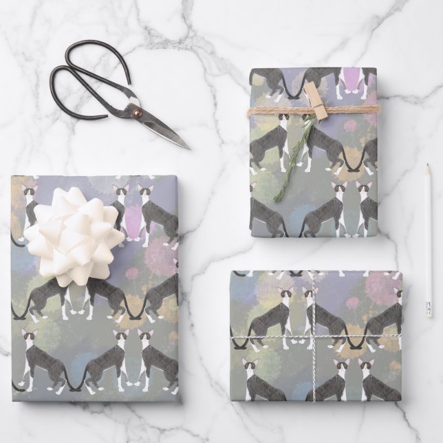 Cornish Rex Cats Wrapping Paper Sheets (Front)