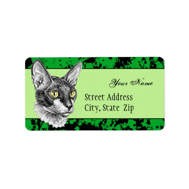 Cornish Rex Sketch Label (Front)