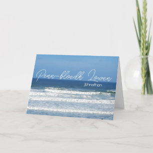 Cornish sea happy birthday Penn-bloedh Lowen Holiday Card