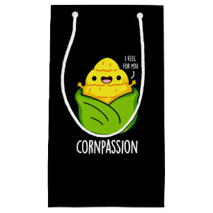 Cornpassion Funny Compassionate Corn Pun Dark BG Small Gift Bag