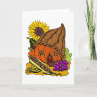 Cornucopia and Pumpkin Fairy House Whimsical Blank