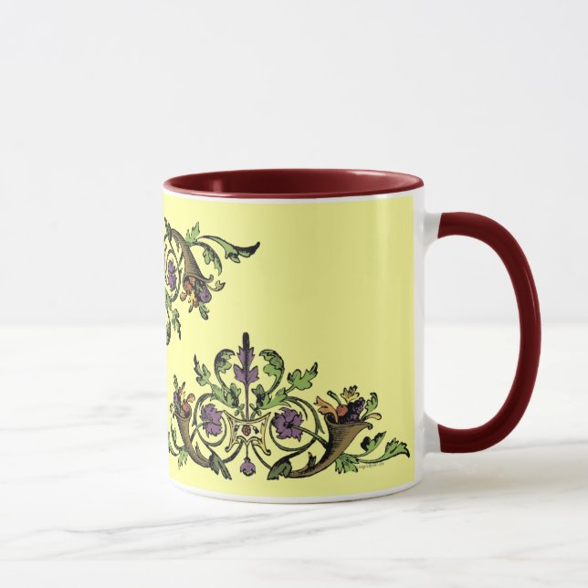 Cornucopia Antique Thanksgiving Art Café Mug (Droite)