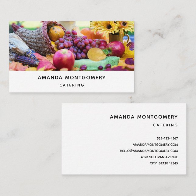 Cornucopia Autumn Harvest Chef's Table Business Card (Front/Back)