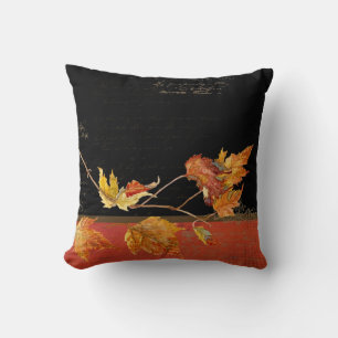 Cornucopia Autumn Harvest Leaves Pomegranate grape Throw Pillow