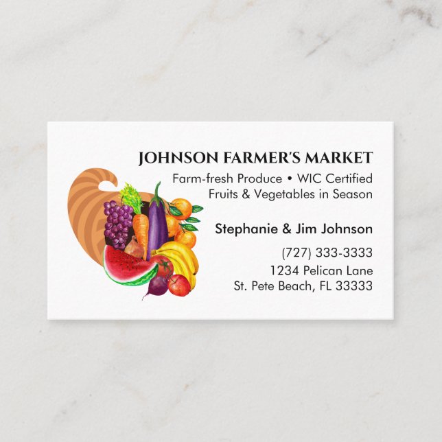 Cornucopia Fruits and Vegetables Produce Market Business Card (Front)